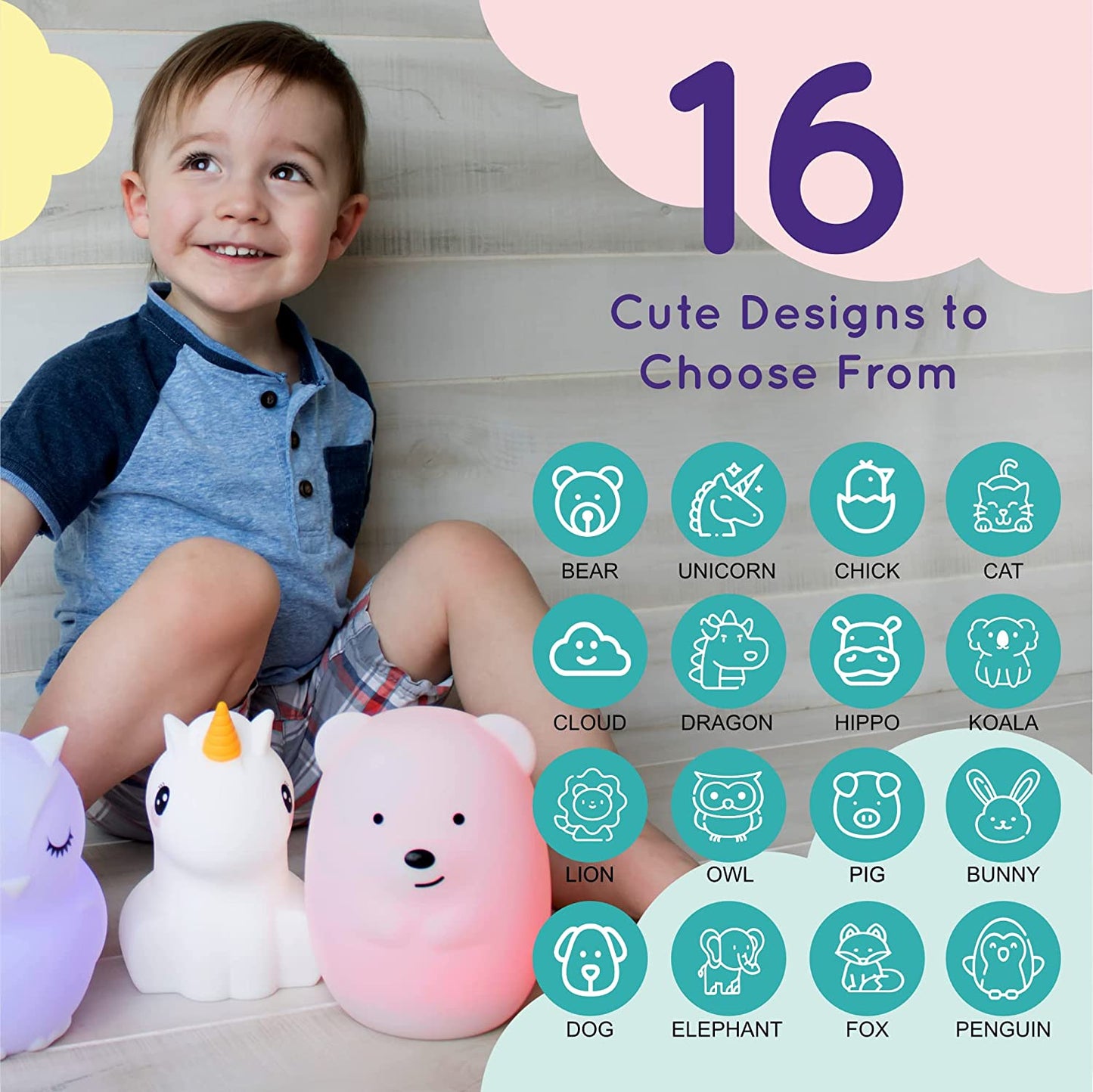 Remote Control Silicone Night Light for Kids - Bunny Design with 9 Soft Colors & Sleep Timer - Rechargeable, Battery-Operated Lamp for Bedroom | Baby Nursery, Toddler, Girls, Boys