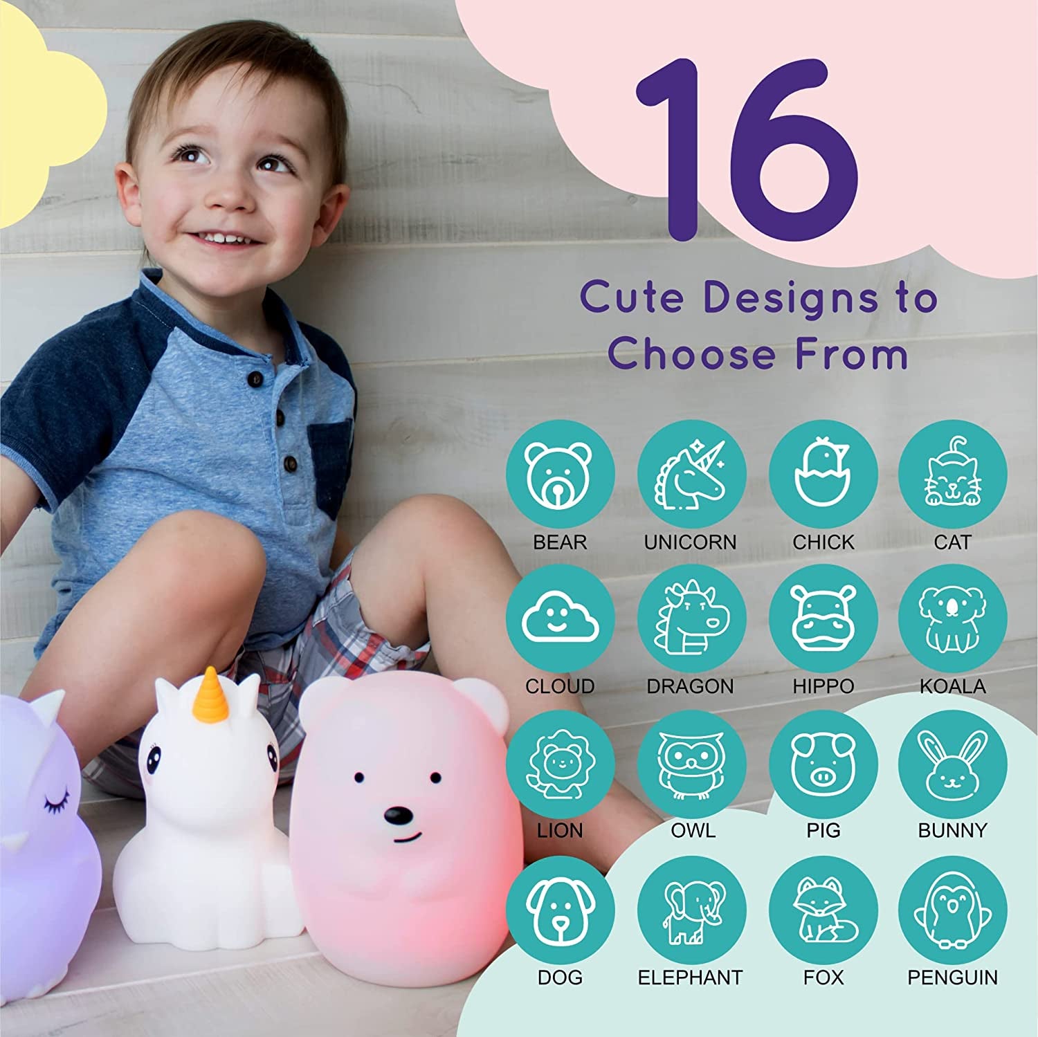 Remote Control Silicone Night Light for Kids - Bunny Design with 9 Soft Colors & Sleep Timer - Rechargeable, Battery-Operated Lamp for Bedroom | Baby Nursery, Toddler, Girls, Boys