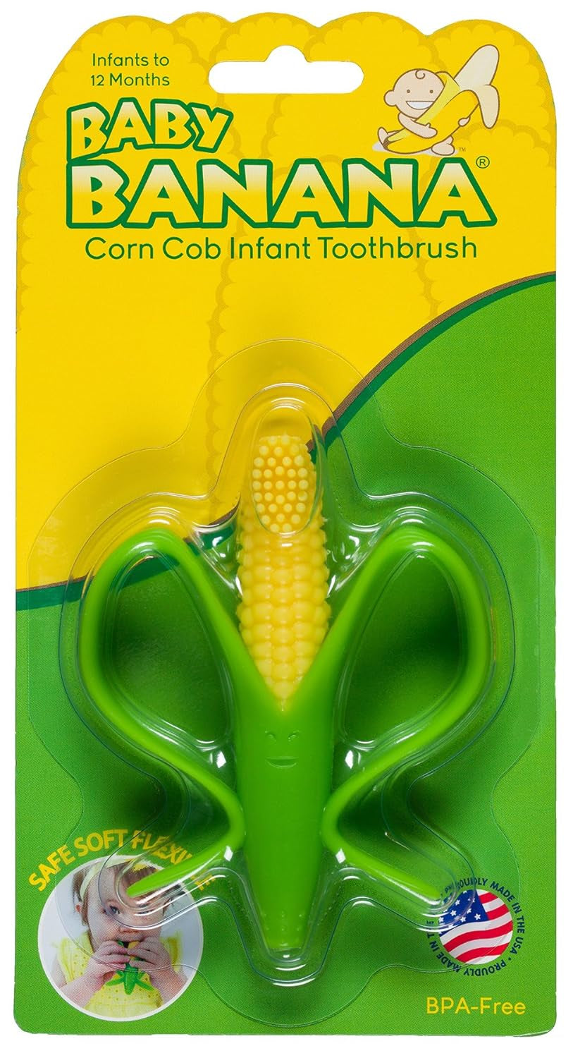 - Corn Cob Toothbrush, Training Teether Tooth Brush for Infant, Baby, and Toddler Green/Yellow Cornelius
