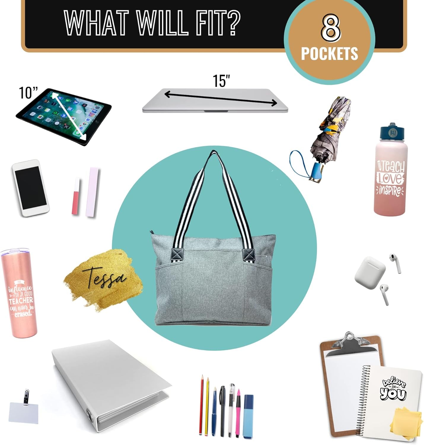 Mom Bags for Everyday - Bags for Women with Zipper, Large Stylish Travel Bag, Work Bag