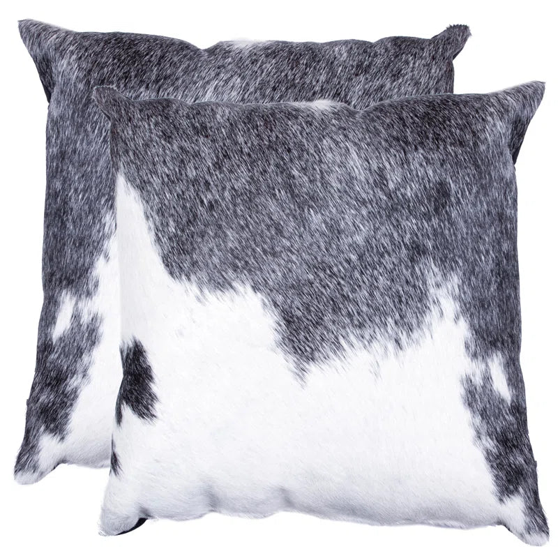 Set of Two 18" Cowhide Throw Pillows
