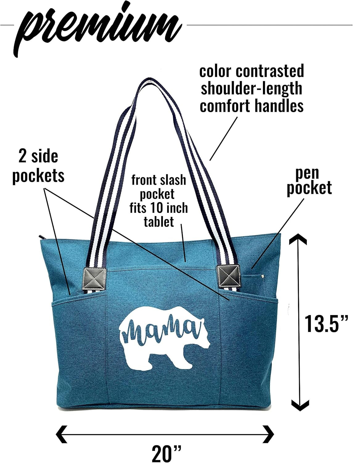 Mom Bags for Everyday - Bags for Women with Zipper, Large Stylish Travel Bag, Work Bag