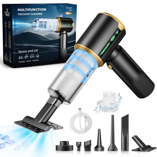Cordless Handheld Vacuum Cleaner, Small Portable Car Vacuum Cleaner, 16000Pa High Power Air Duster with 6000Mah Battery & LED Display 3 in 1 Mini Blower Vacuum Cleaner for Home Car Office