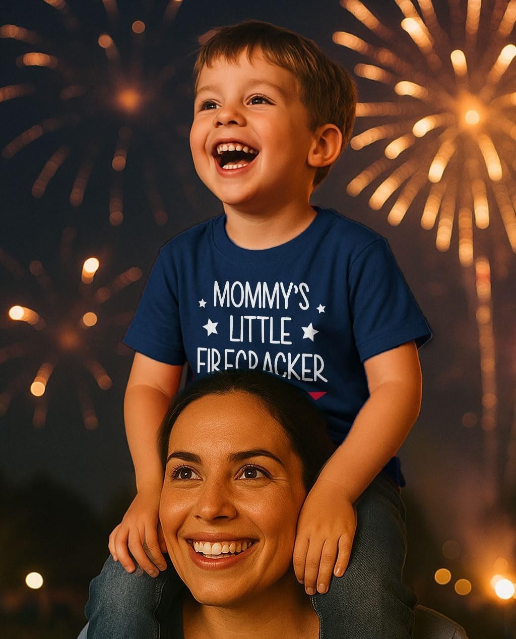 Mommy'S Little Firecracker 4Th of July Shirt for Kids - Toddler Girls & Boys Patriotic American Flag T-Shirt