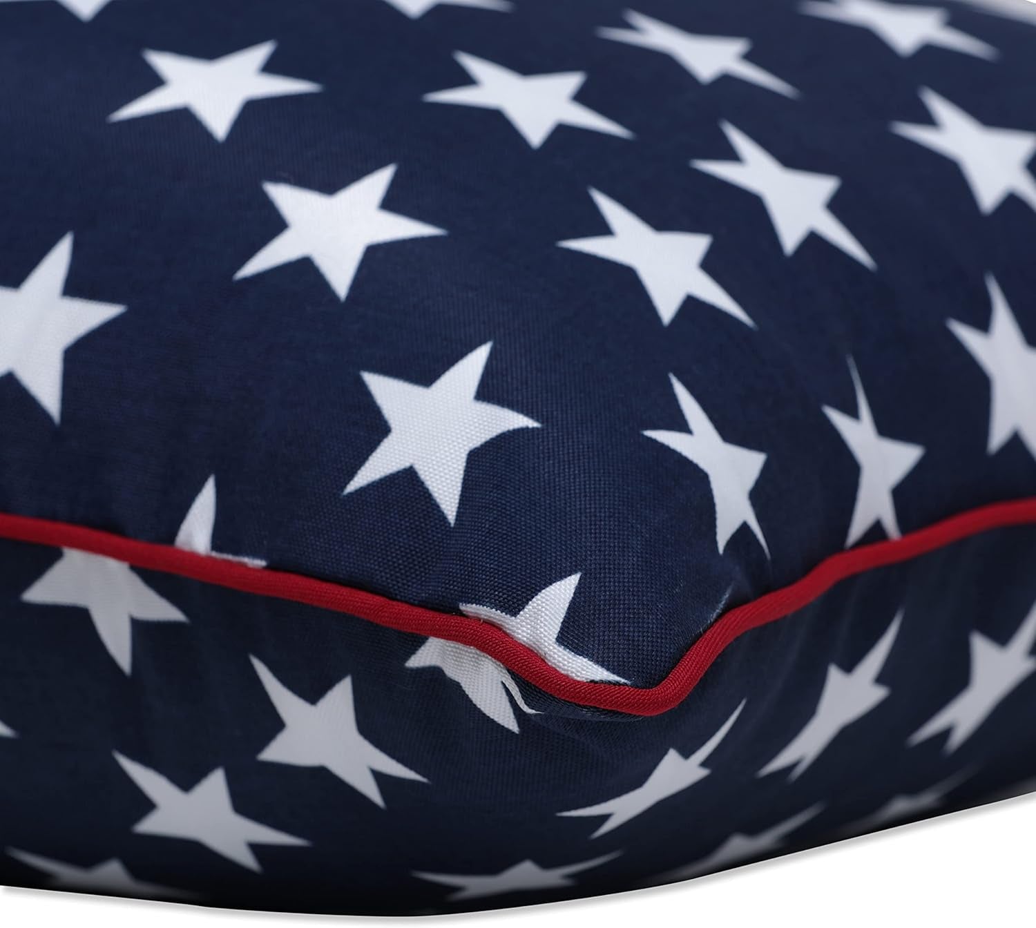 Americana Indoor/Outdoor Throw Pillow Plush Fill, Weather, and Fade Resistant, Accent - 16.5" X 16.5", Blue/White Macey 2 Count