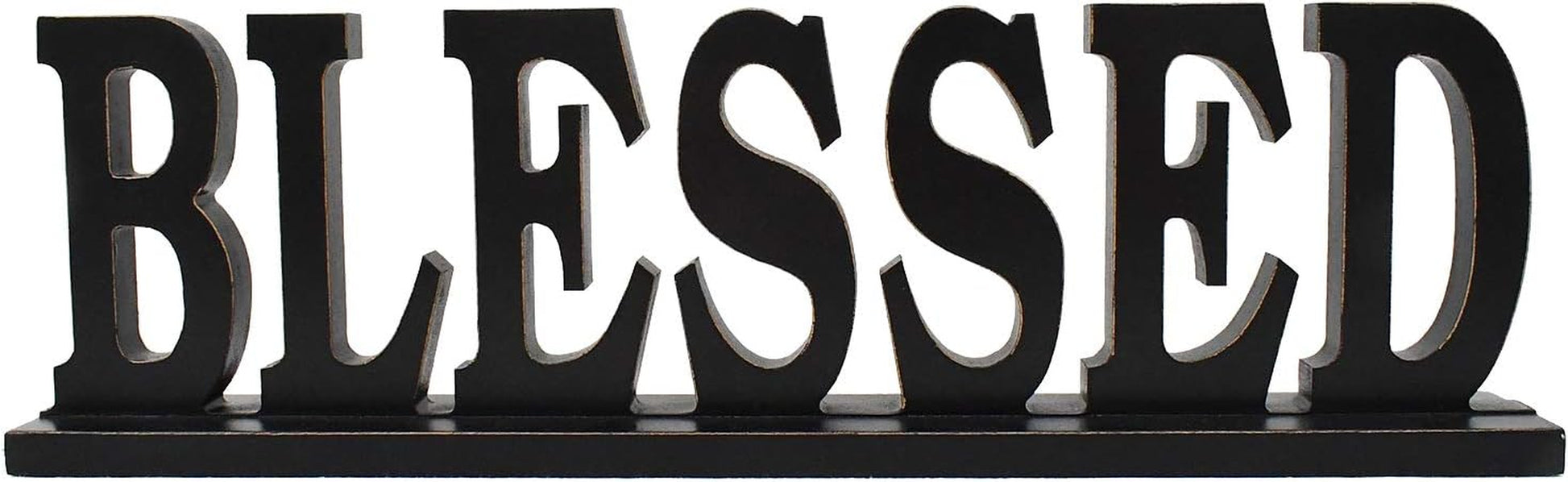 Wood Blessed Sign Indoor Home Decor Cutout Block Letter Farmhouse Table Centerpieces Wooden for Living Room Office Shelf Mantel Decor