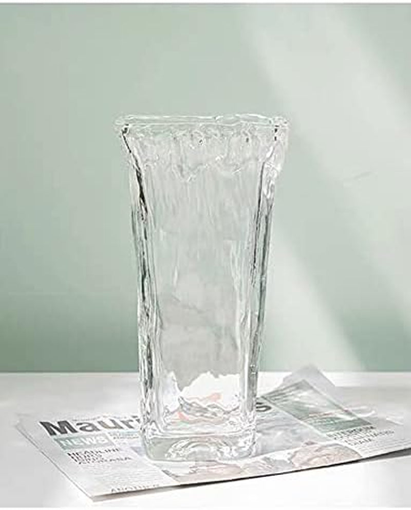 Clear Vase Thickened Glass Vase 9.45Inch Flower Vase for Home Decor Wedding Office Tabletop or Gift (Clear)