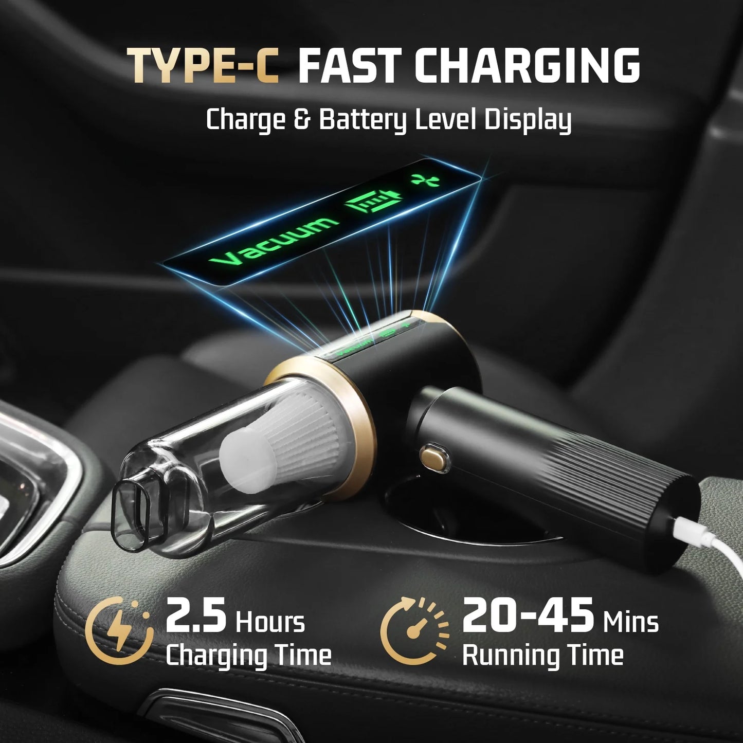 Cordless Handheld Vacuum Cleaner, Small Portable Car Vacuum Cleaner, 16000Pa High Power Air Duster with 6000Mah Battery & LED Display 3 in 1 Mini Blower Vacuum Cleaner for Home Car Office